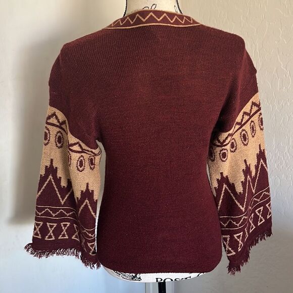 Vintage The Red Eye Southwestern Fringe Pullover Sweater Boho Casual Western - Picture 3 of 9